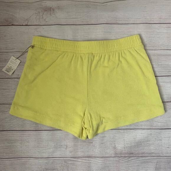 A New Day Yellow Terry Cloth Shorts Elastic Waist Soft Towel Side Slit Size XL - Picture 1 of 12